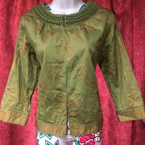 NWOT Chico’s Olive Green Gold Jacket